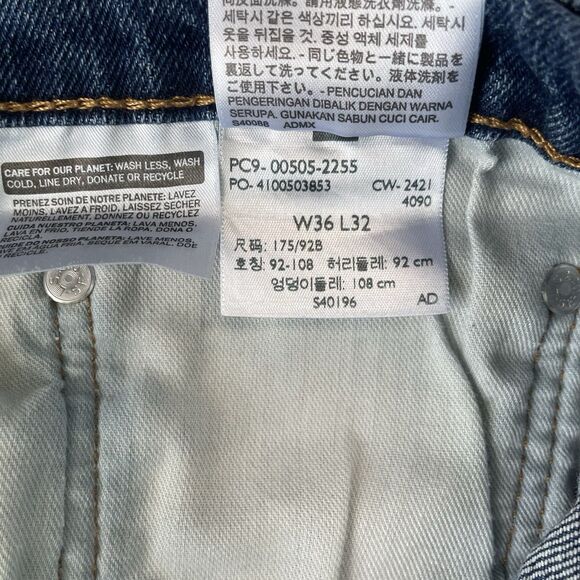 Levis 505 Jeans Mens Blue Denim Regular Fit Straight Leg Stretch Size 36x32 - Picture 9 of 12